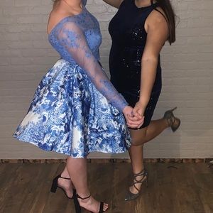 Blue Floral Sherri Hill Dress